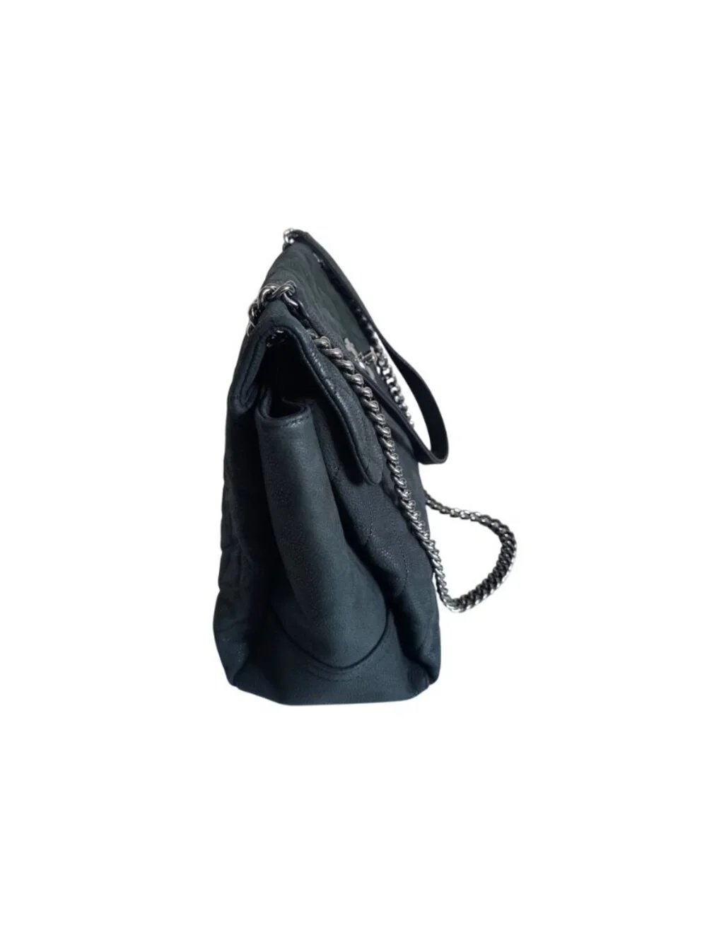 Chanel Lady Pearly Flap Shopping Tote 2013 Black Caviar Leather Silver Hardware